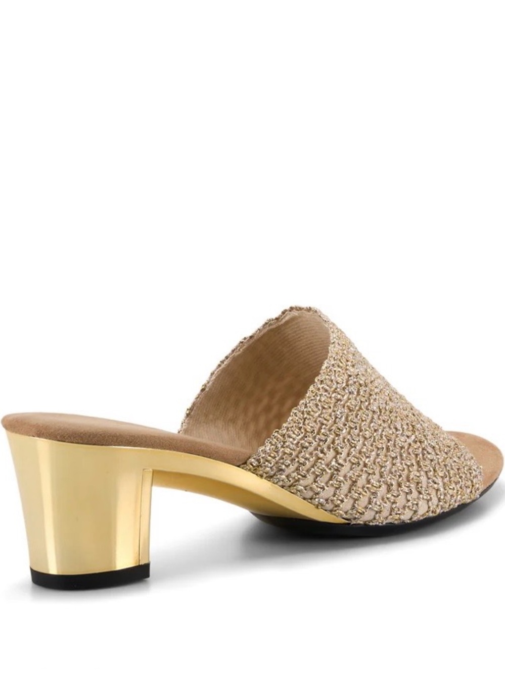 Onex Metallic Gold Woven Slide Wedges NIB - Picture 2 of 7